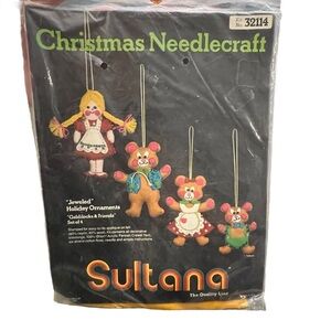 RARE Goldilocks And Friends Felt Appliqué‎ Christmas Ornaments Kit SULTANA NIP